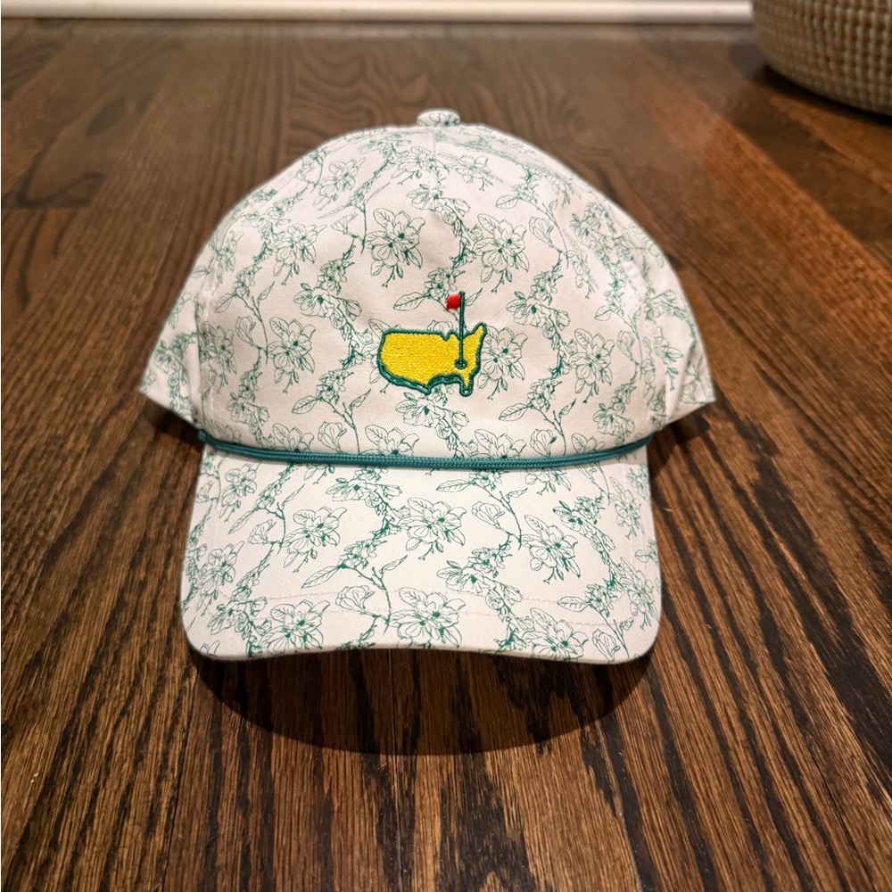 American Needle White Floral Cap with Yellow & Green Masters Logo